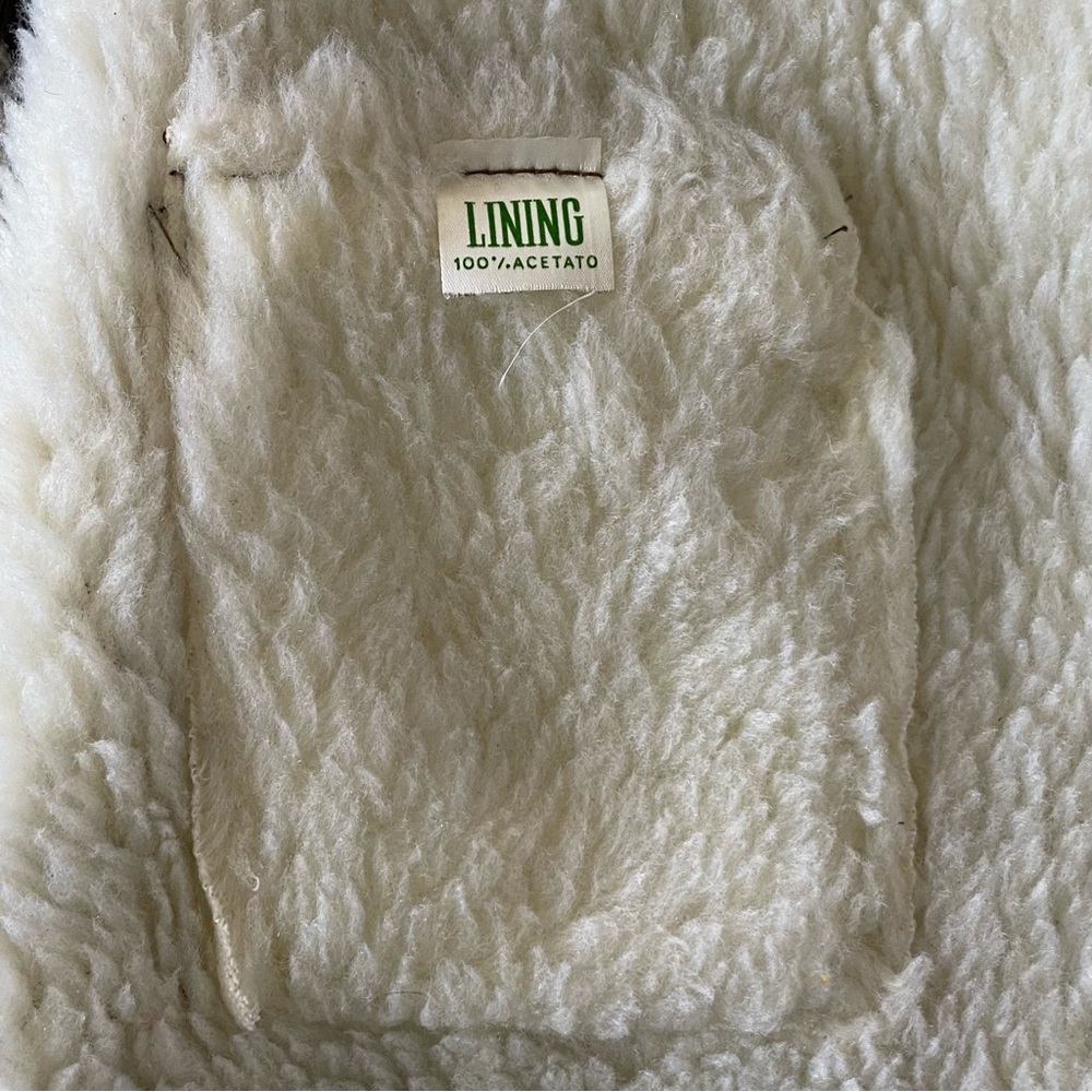 Vintage Caramel Brown Suede Leather Vest Cream Sherpa Lining Large Western - Picture 7 of 11
